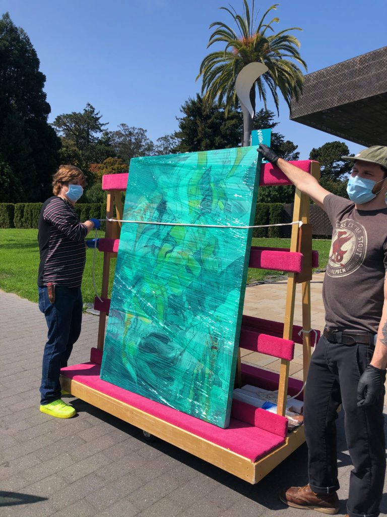The de Young transporting my painting into the museum